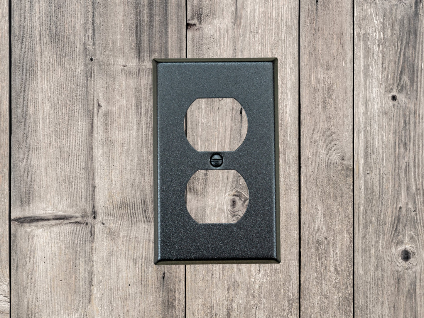 Black Satin Texture powder coated Toggle, Rocker, Duplex, and Blank standard size metal switch plates