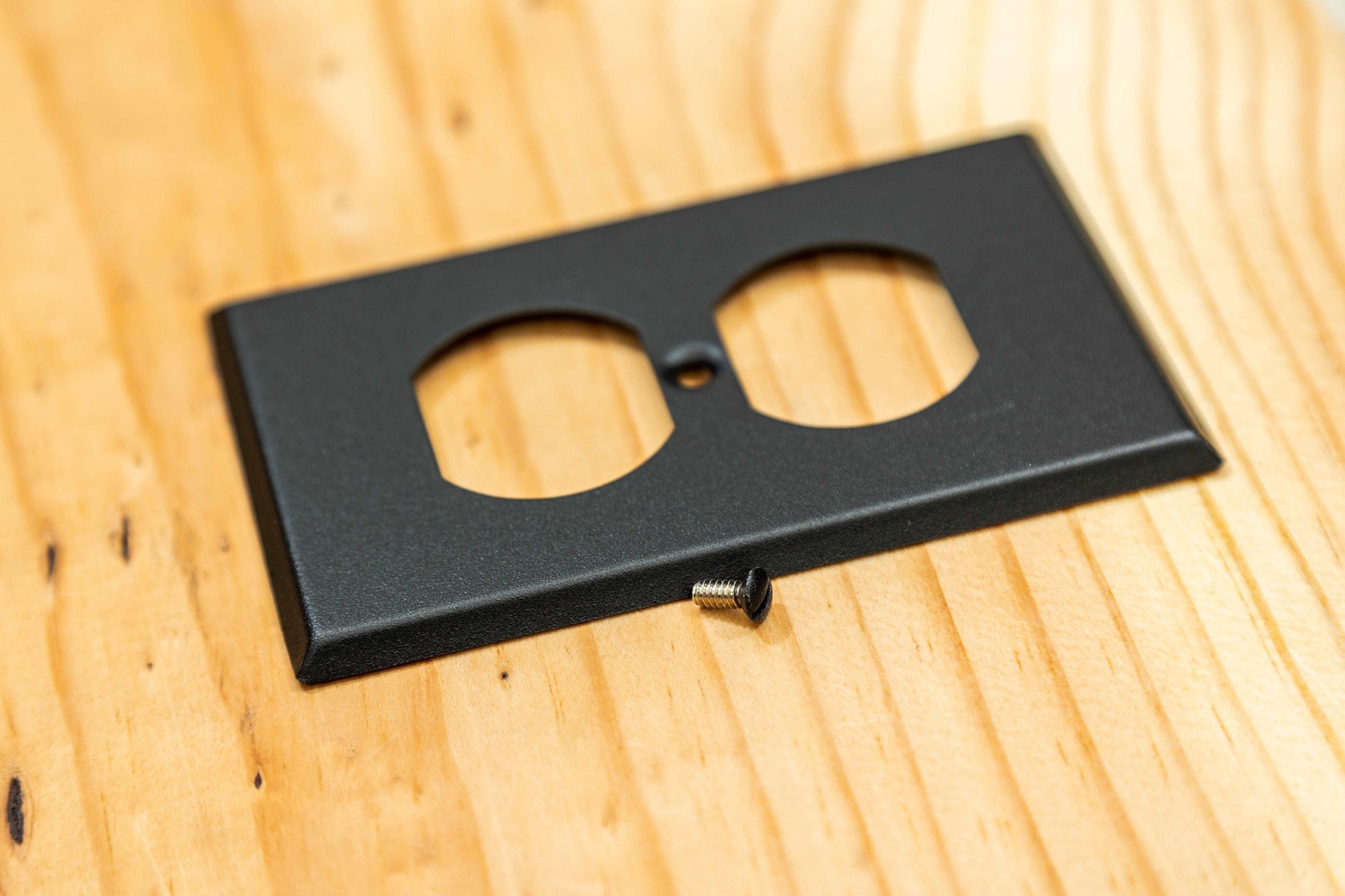 Rustic Black Cast powder coated Toggle, Rocker, Duplex, and Blank standard size metal switch plates.