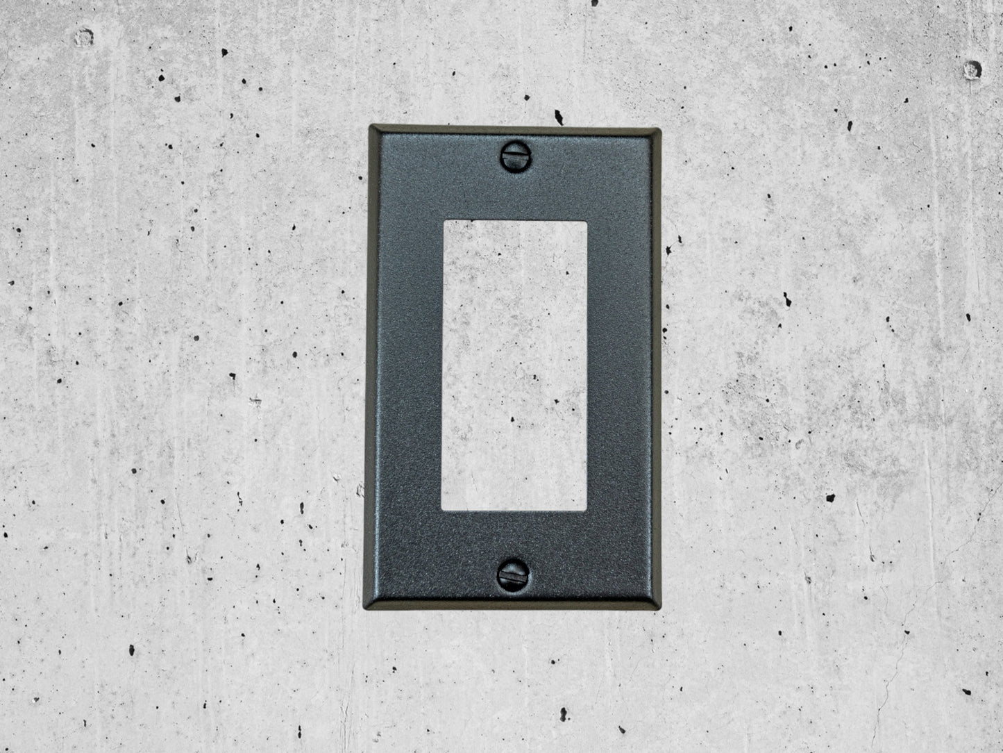 Black Stone powder coated Toggle, Rocker, Duplex, and Blank standard size metal switch plates