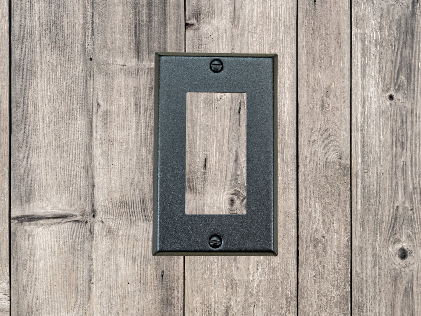 Black Satin Texture powder coated Toggle, Rocker, Duplex, and Blank standard size metal switch plates