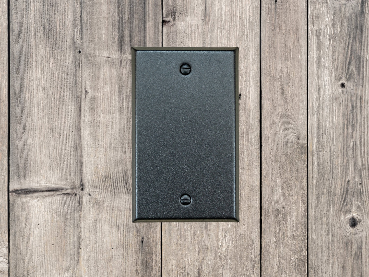 Black Satin Texture powder coated Toggle, Rocker, Duplex, and Blank standard size metal switch plates