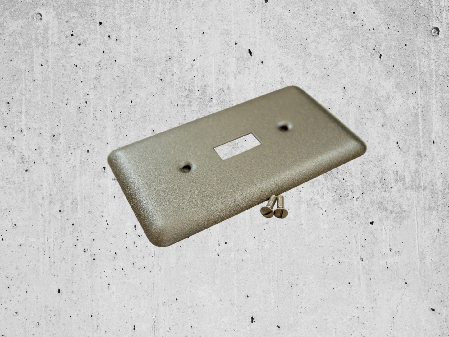 Bronze Cast powder coated Toggle, Rocker, Duplex, and Blank round corner metal switch plates..