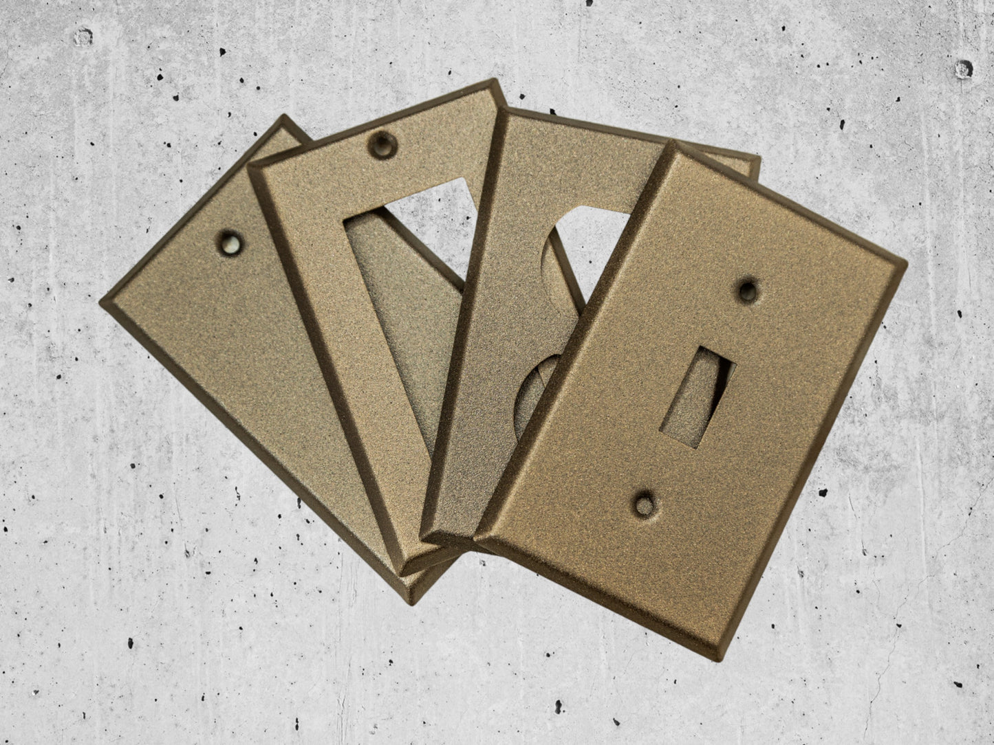 Bronze Cast powder coated Toggle, Rocker, Duplex, and Blank standard size metal switch plates