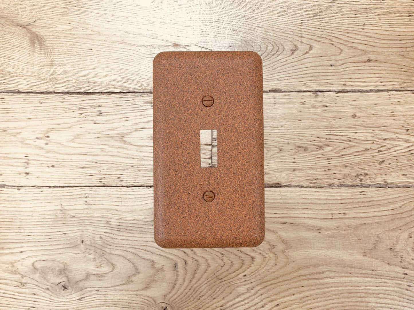 Western Rust powder coated Toggle, Rocker, Duplex, and Blank round corner metal switch plates