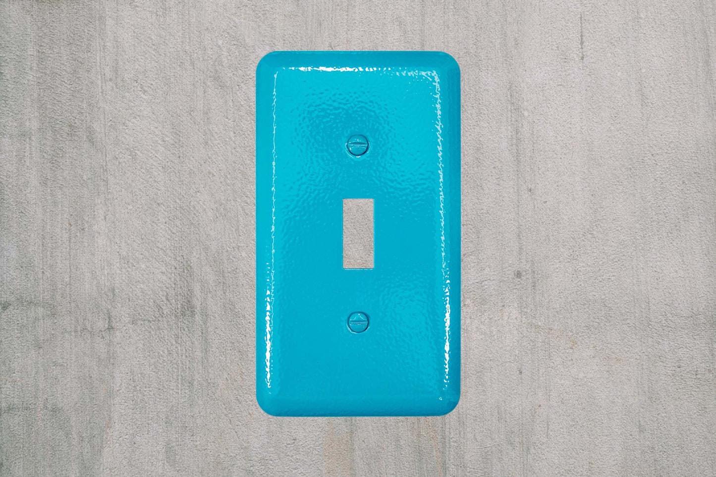 Turquoise River powder coated Toggle, Rocker, Duplex, and Blank round corner metal switch plates