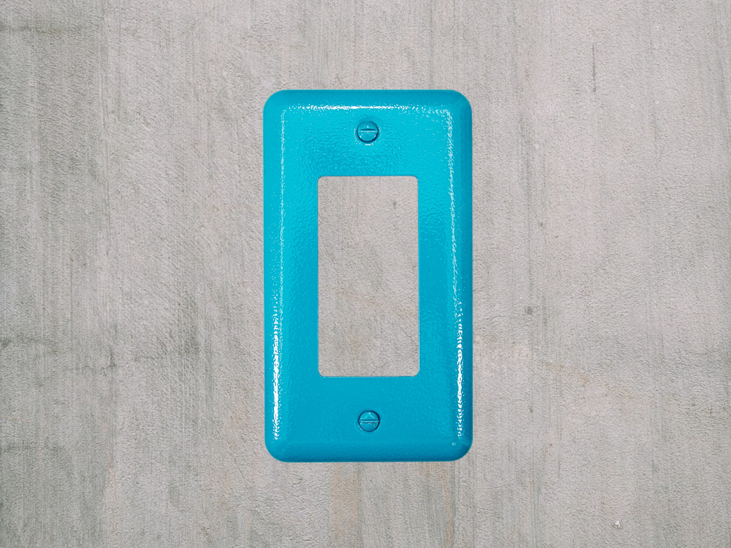 Turquoise River powder coated Toggle, Rocker, Duplex, and Blank round corner metal switch plates