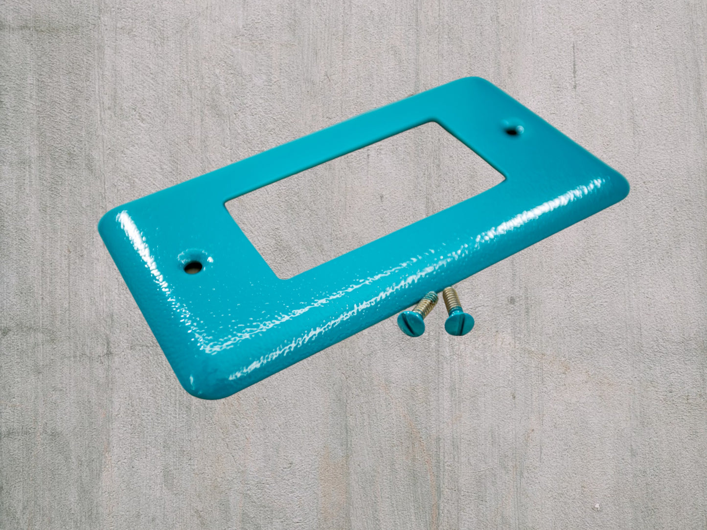 Turquoise River powder coated Toggle, Rocker, Duplex, and Blank round corner metal switch plates