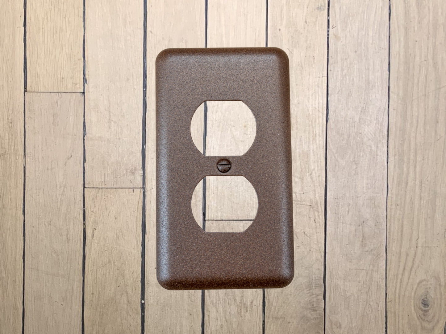 Walnut Texture powder coated Toggle, Rocker, Duplex, and Blank round corner metal switch plates