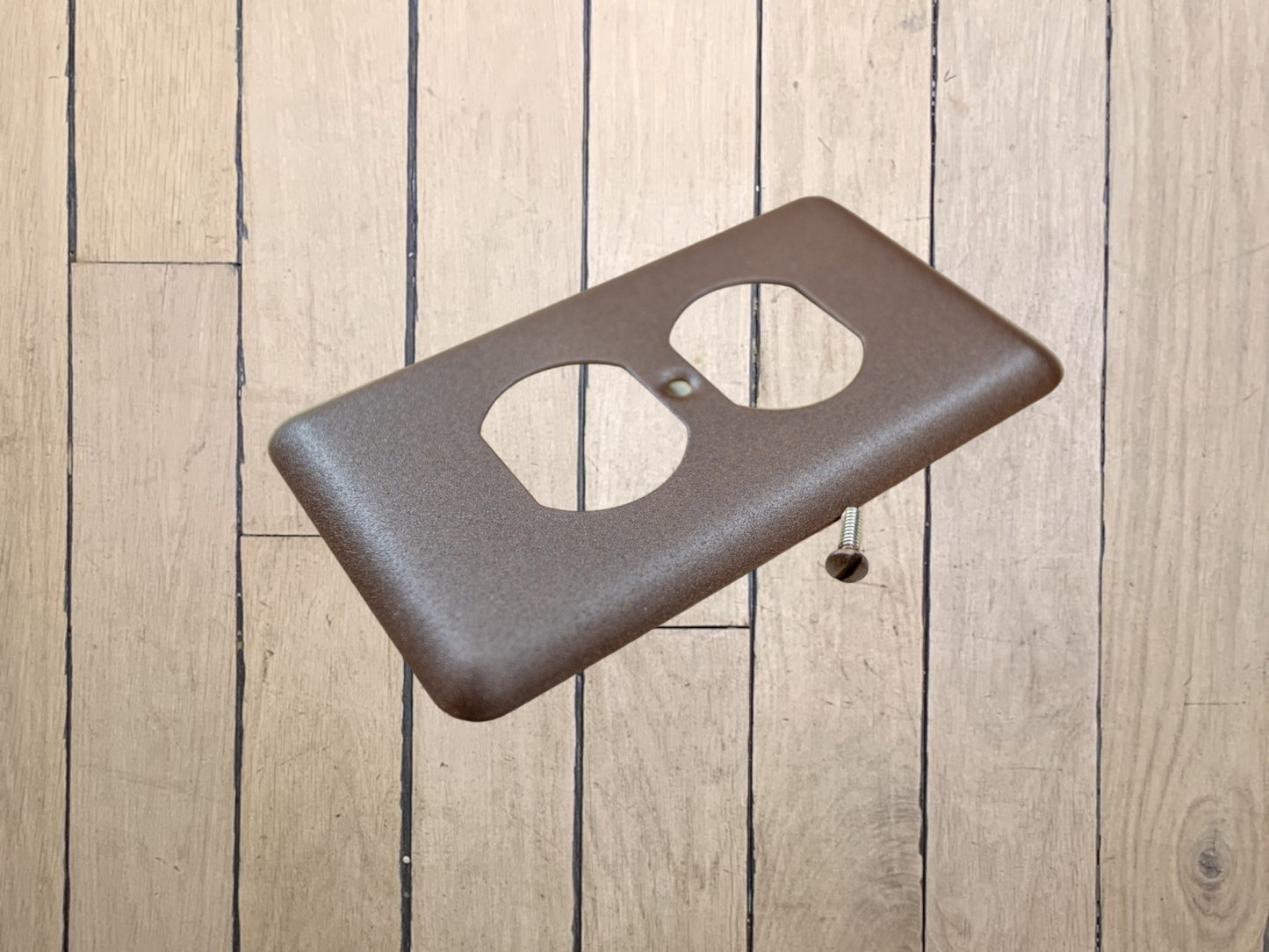 Walnut Texture powder coated Toggle, Rocker, Duplex, and Blank round corner metal switch plates