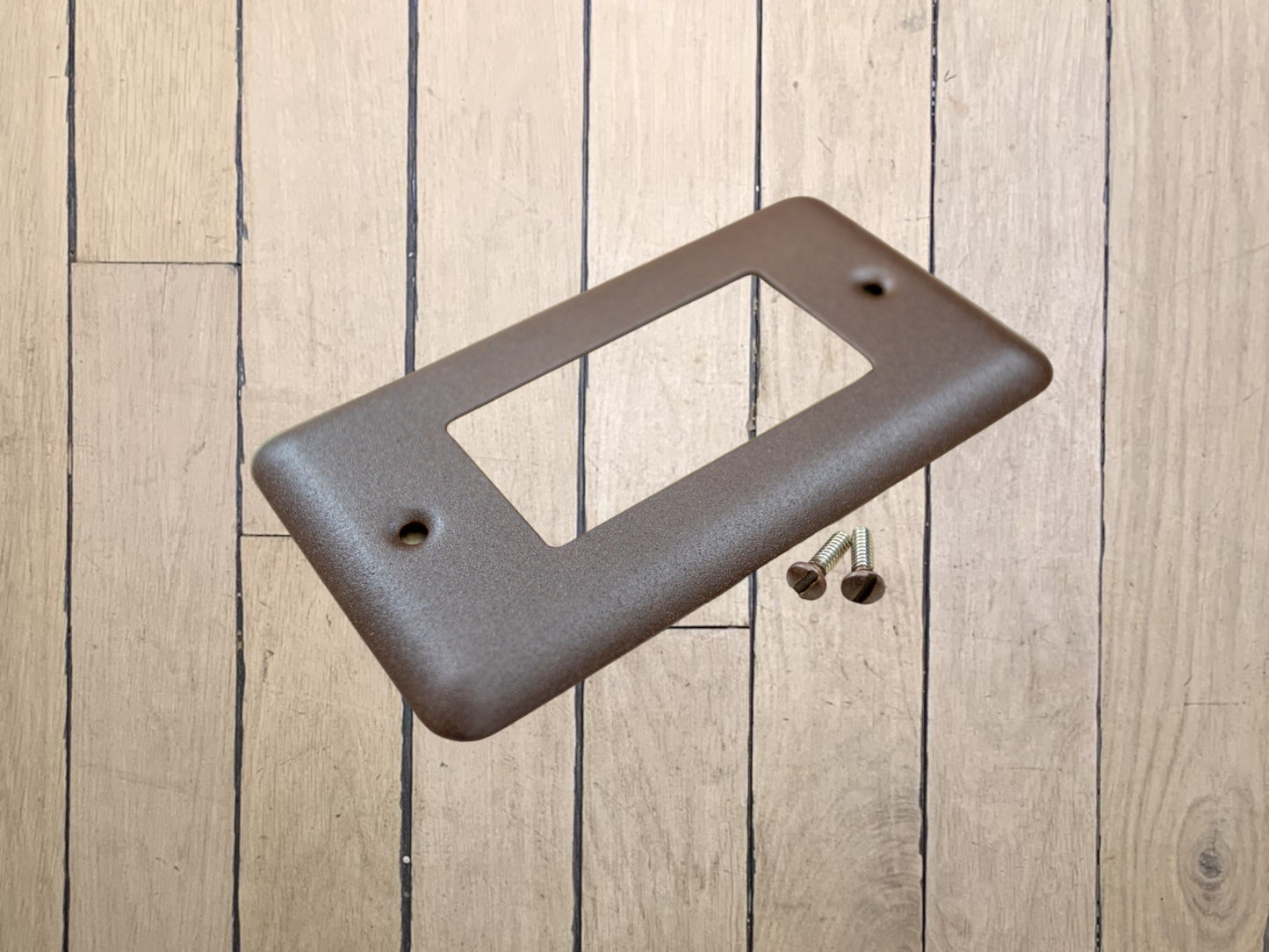 Walnut Texture powder coated Toggle, Rocker, Duplex, and Blank round corner metal switch plates