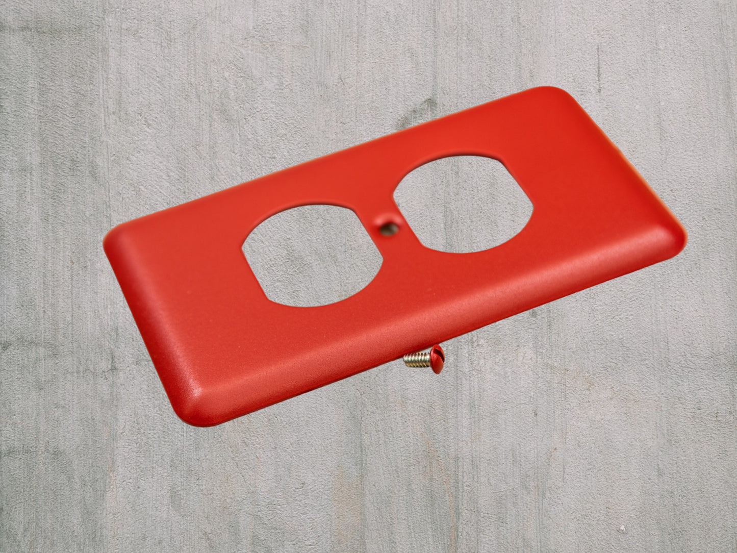 Matte Red Texture powder coated Toggle, Rocker, Duplex, and Blank round corner metal switch plates