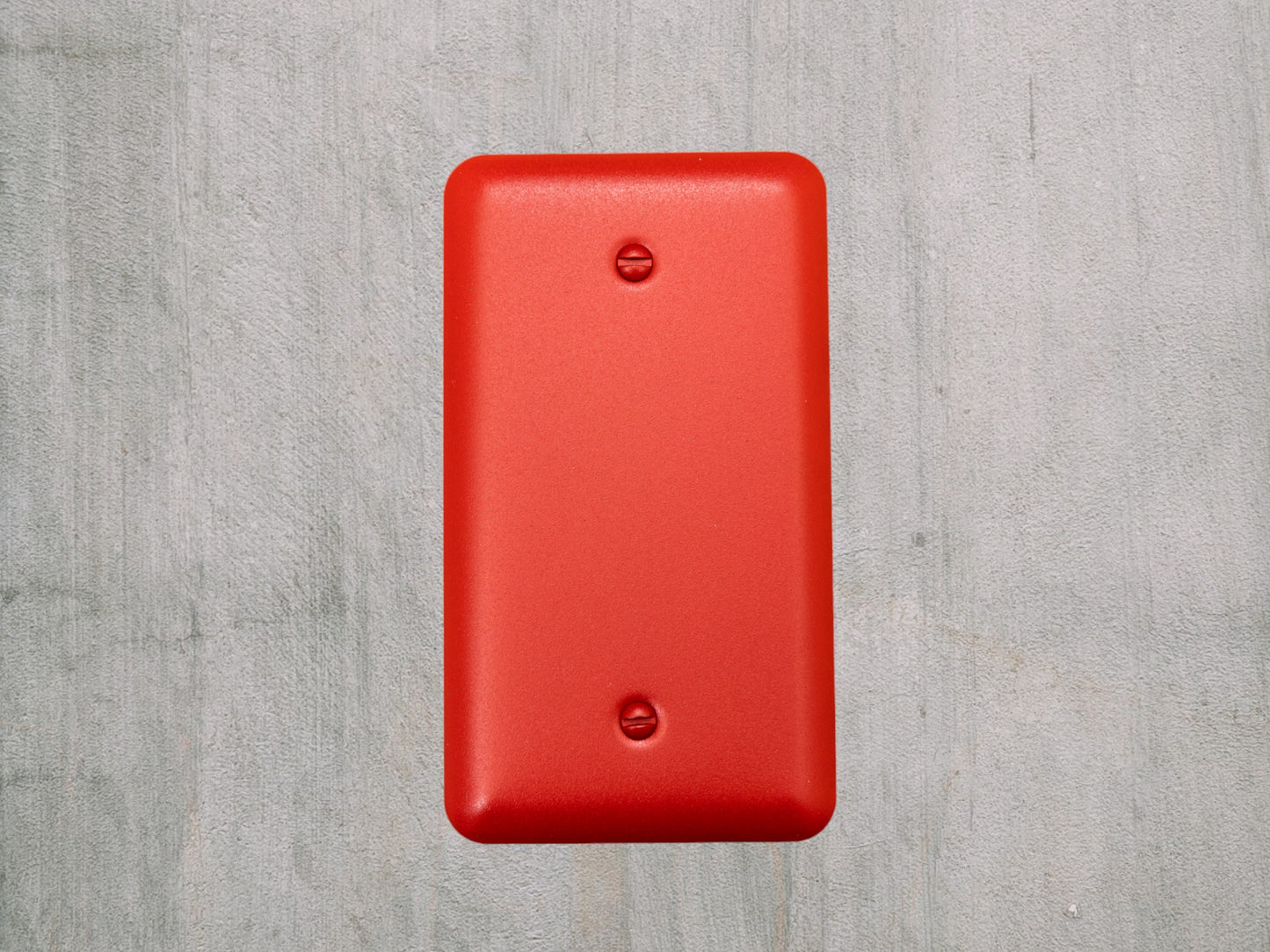 Matte Red Texture powder coated Toggle, Rocker, Duplex, and Blank round corner metal switch plates