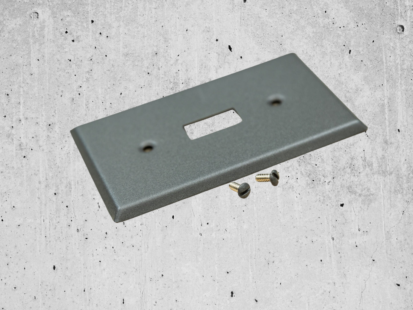 River Stone Grey powder coated Toggle, Rocker, Duplex, and Blank standard size metal switch plates