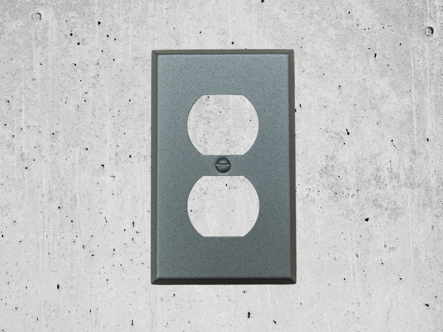 River Stone Grey powder coated Toggle, Rocker, Duplex, and Blank standard size metal switch plates