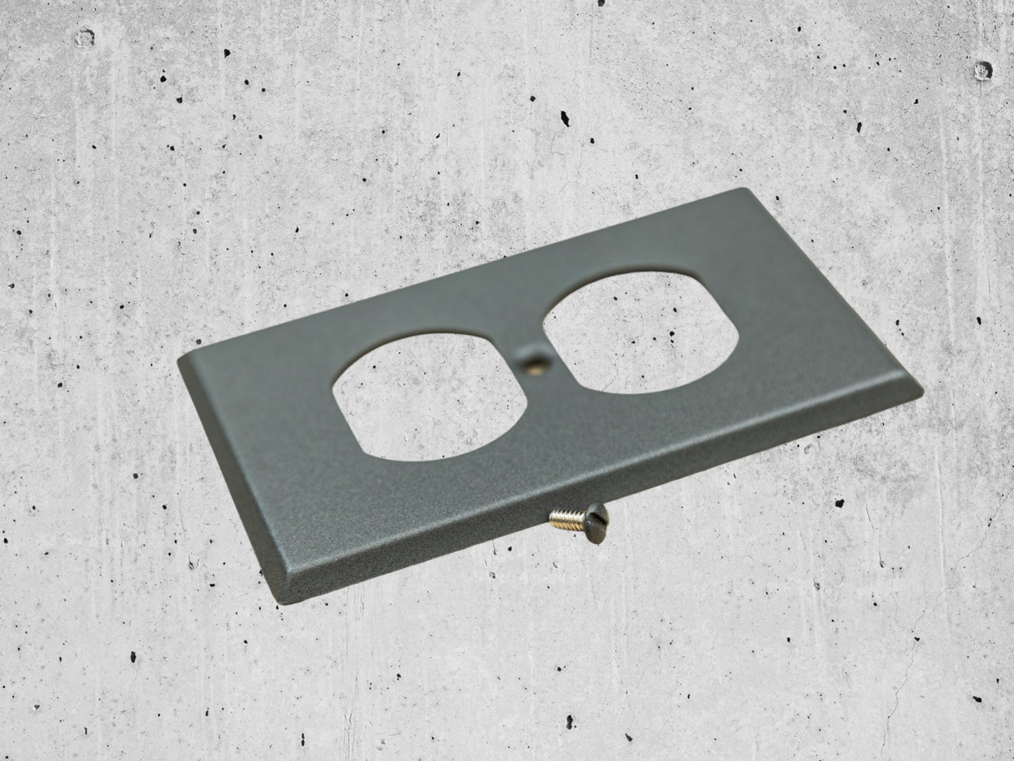 River Stone Grey powder coated Toggle, Rocker, Duplex, and Blank standard size metal switch plates