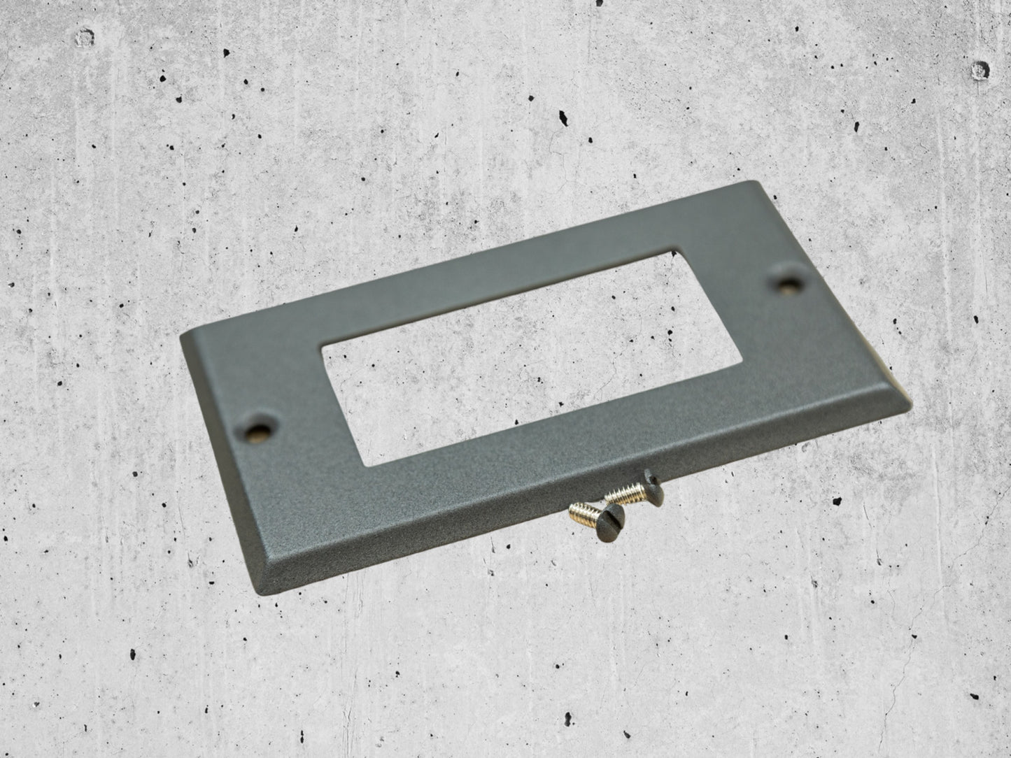 River Stone Grey powder coated Toggle, Rocker, Duplex, and Blank standard size metal switch plates