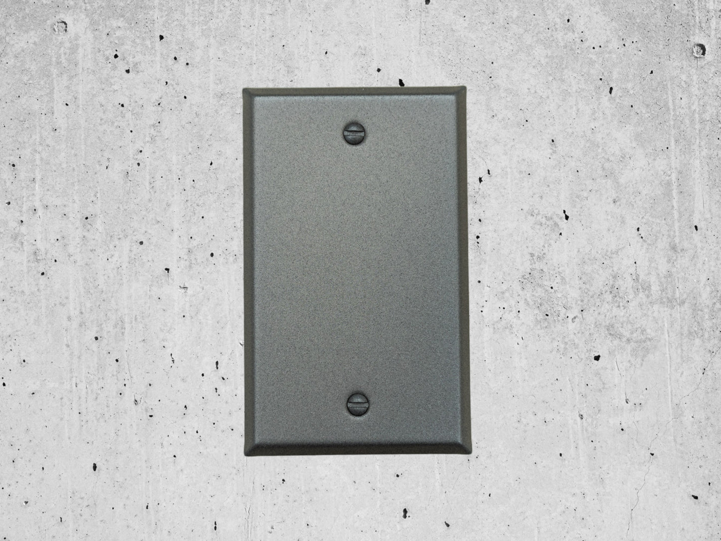 River Stone Grey powder coated Toggle, Rocker, Duplex, and Blank standard size metal switch plates