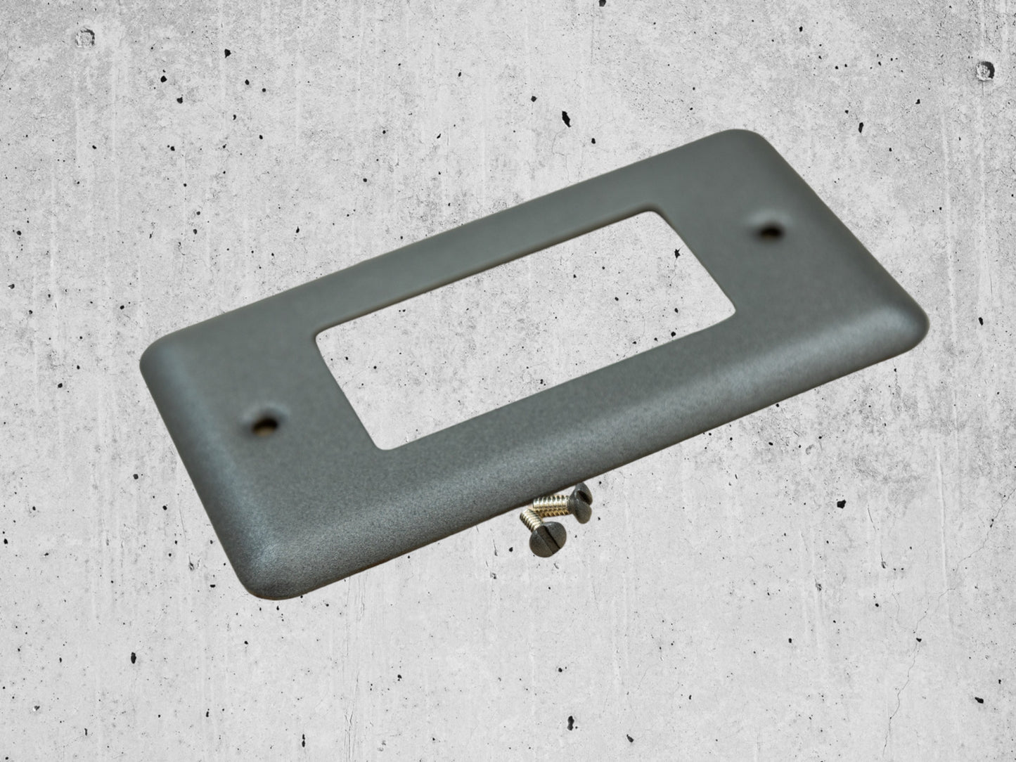 River Stone Grey texture powder coated Toggle, Rocker, Duplex, and Blank round corner wall switch plates