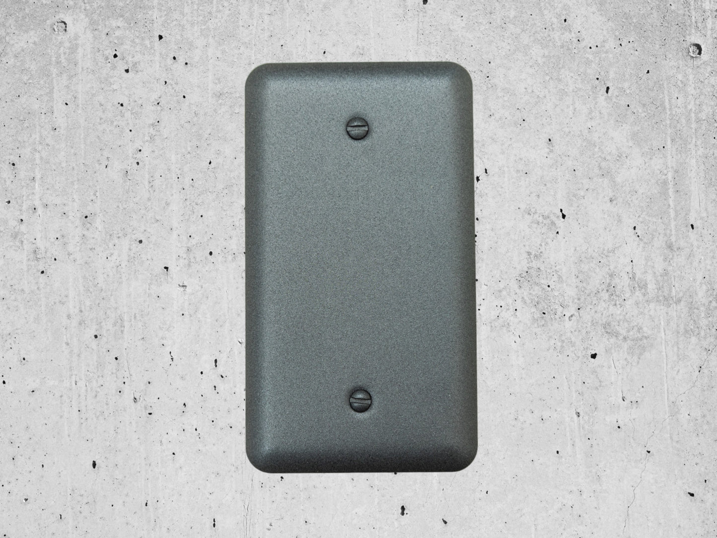 River Stone Grey texture powder coated Toggle, Rocker, Duplex, and Blank round corner wall switch plates