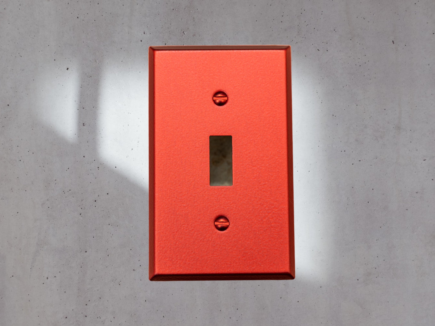 Red Anodized powder coated Toggle, Rocker, Duplex, and Blank standard size metal switch plates