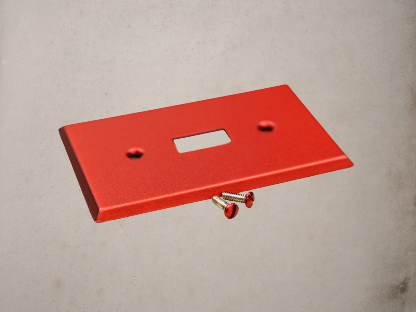 Red Anodized powder coated Toggle, Rocker, Duplex, and Blank standard size metal switch plates