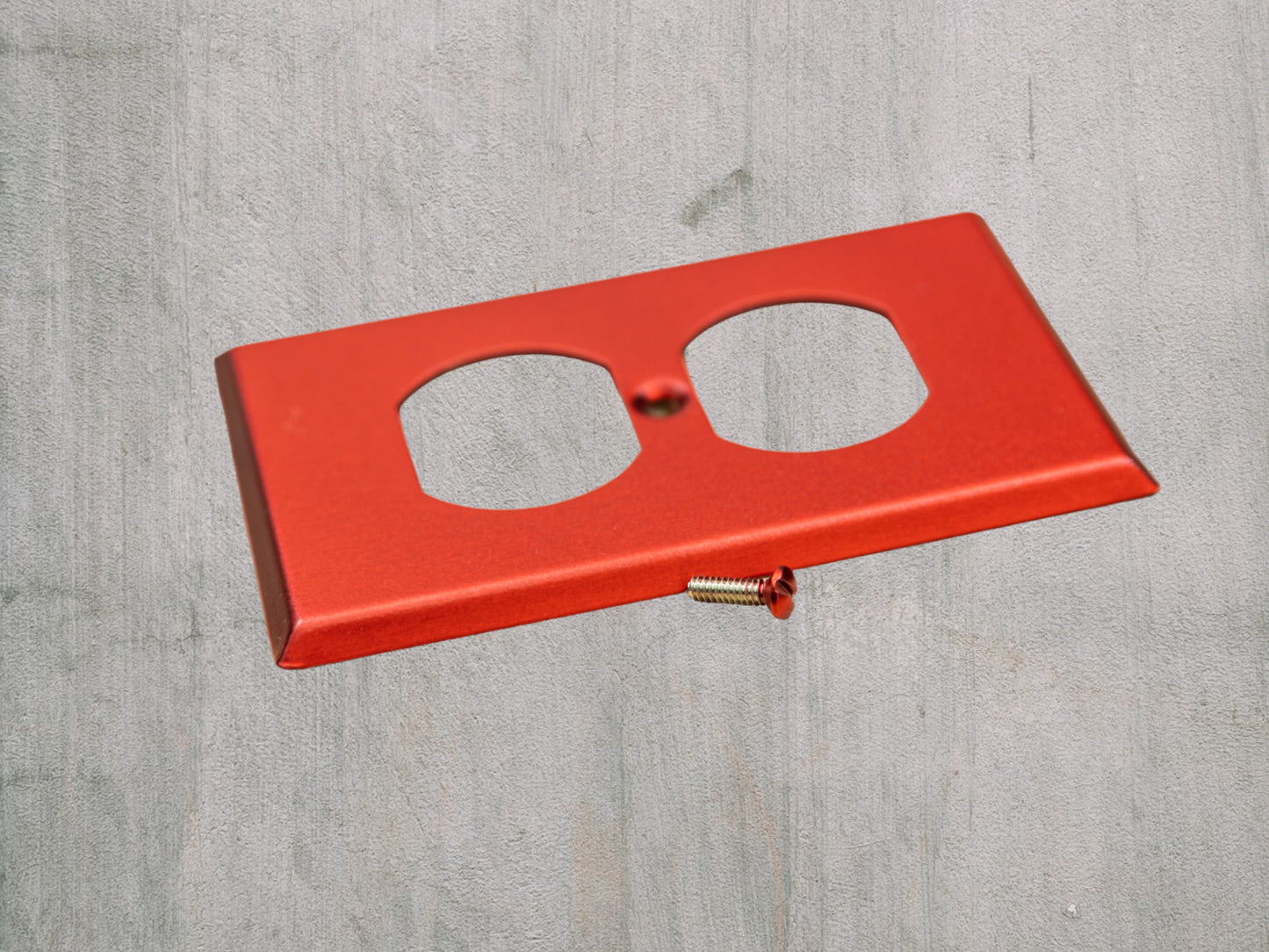 Red Anodized powder coated Toggle, Rocker, Duplex, and Blank standard size metal switch plates