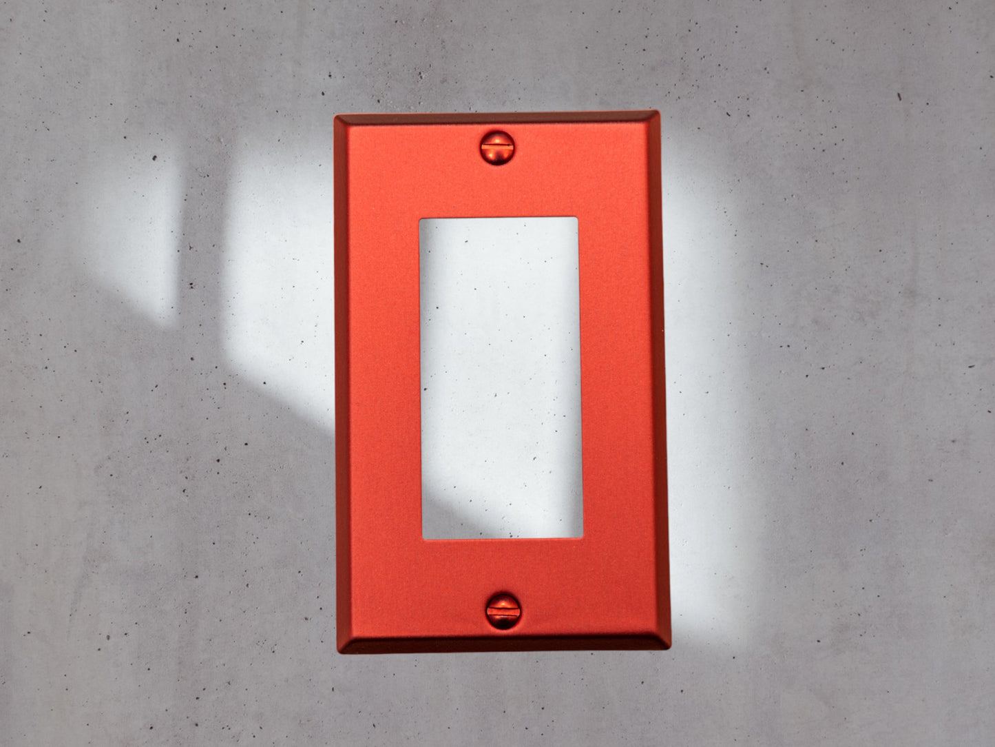 Red Anodized powder coated Toggle, Rocker, Duplex, and Blank standard size metal switch plates