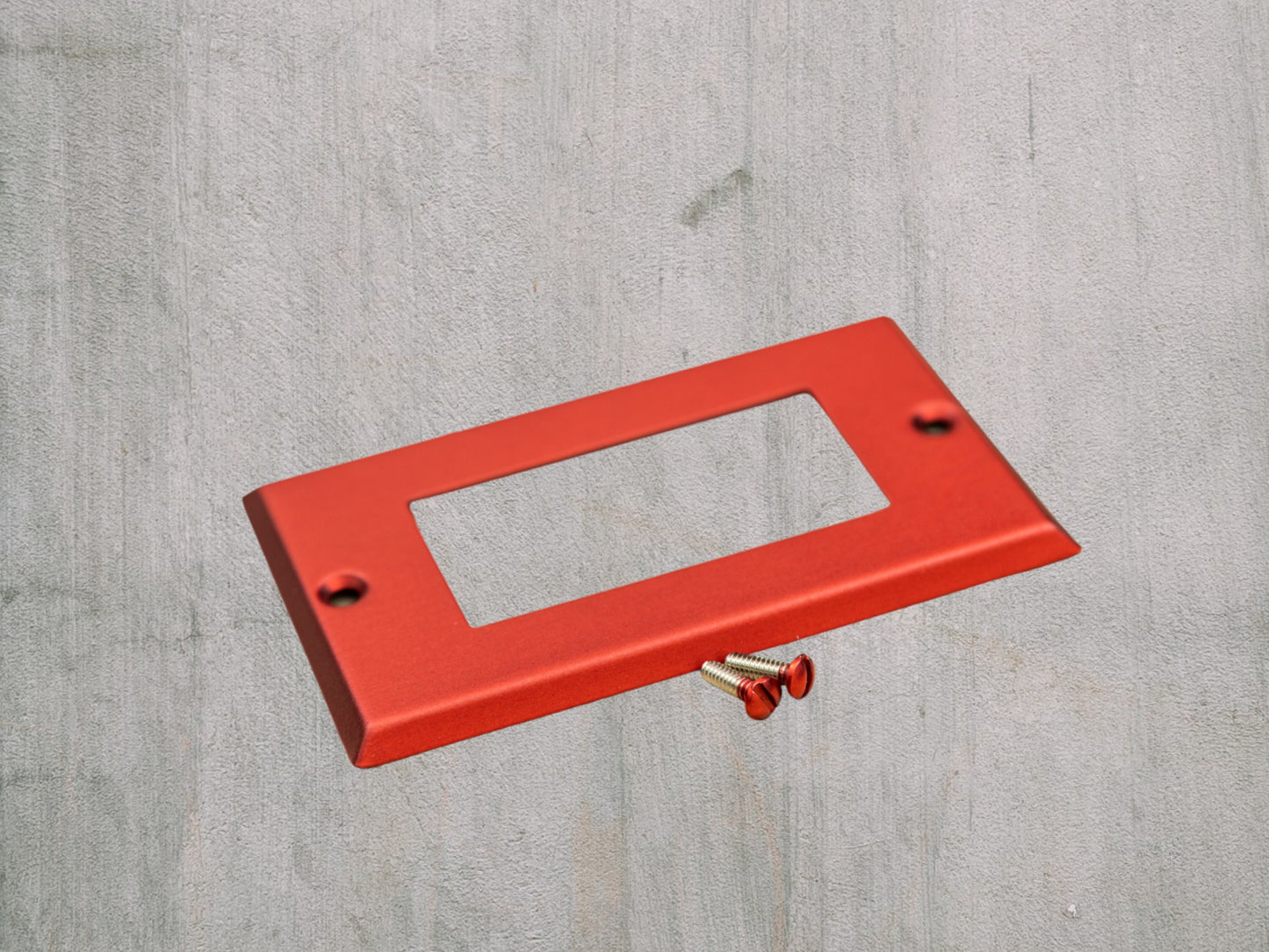 Red Anodized powder coated Toggle, Rocker, Duplex, and Blank standard size metal switch plates