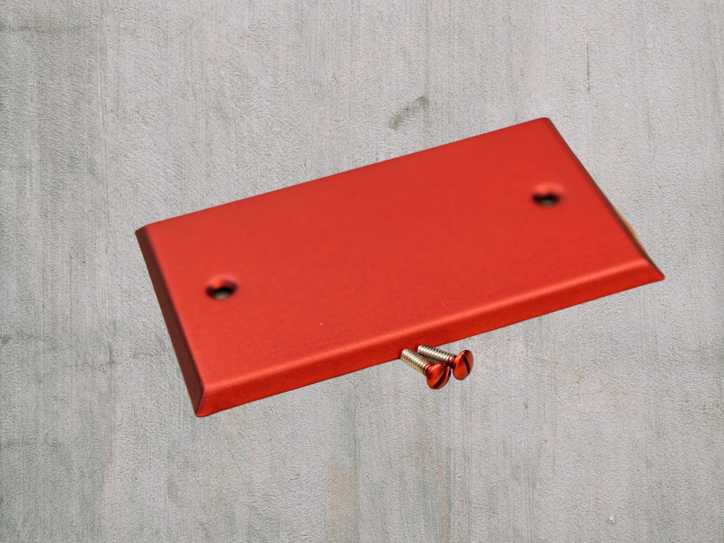 Red Anodized powder coated Toggle, Rocker, Duplex, and Blank standard size metal switch plates