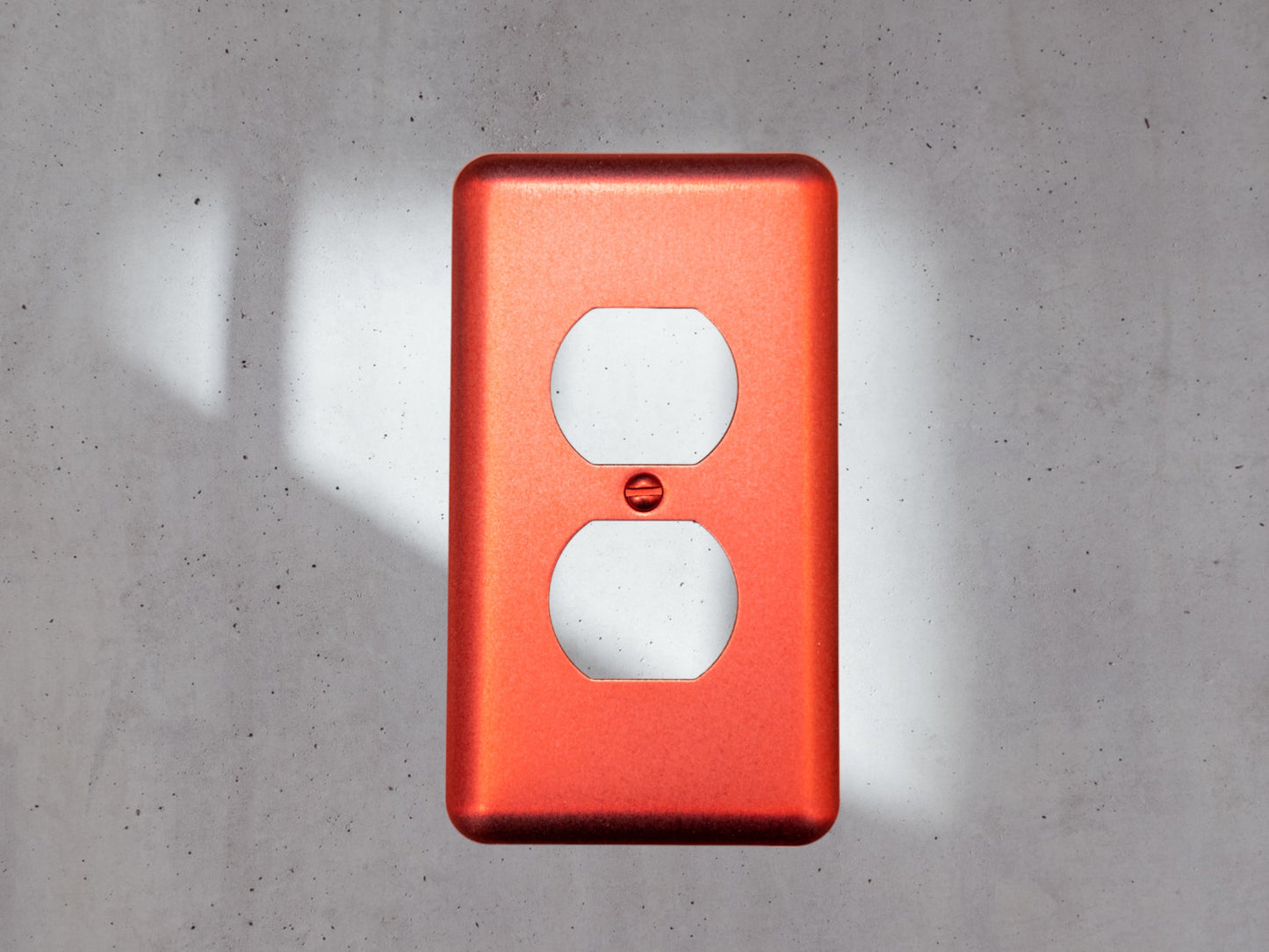 Red Anodized powder coated Toggle, Rocker, Duplex, and Blank round corner metal switch plates