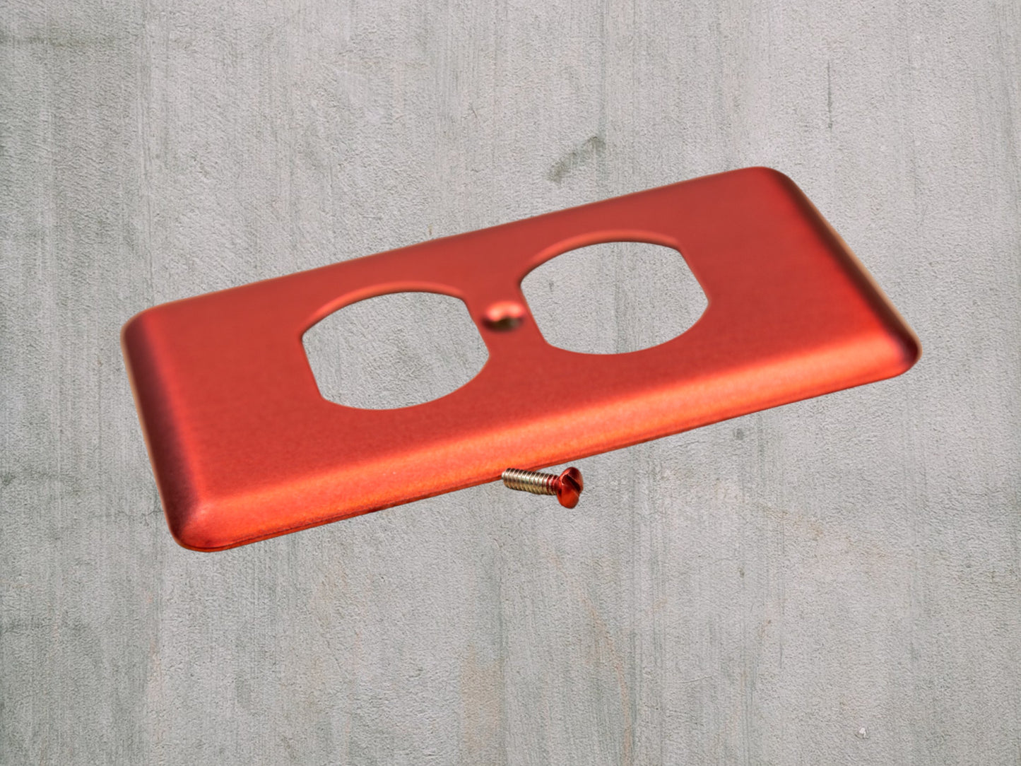 Red Anodized powder coated Toggle, Rocker, Duplex, and Blank round corner metal switch plates