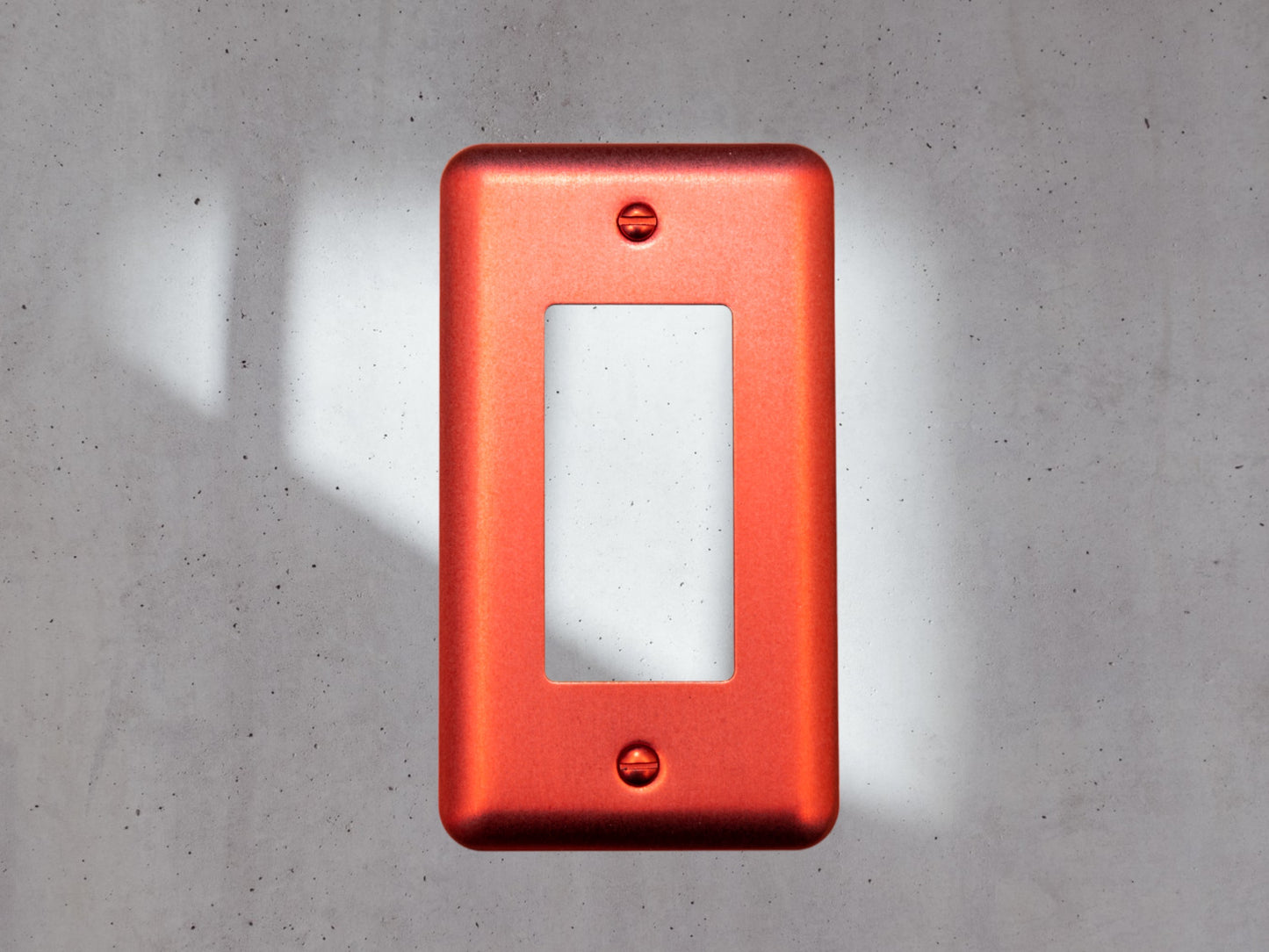 Red Anodized powder coated Toggle, Rocker, Duplex, and Blank round corner metal switch plates