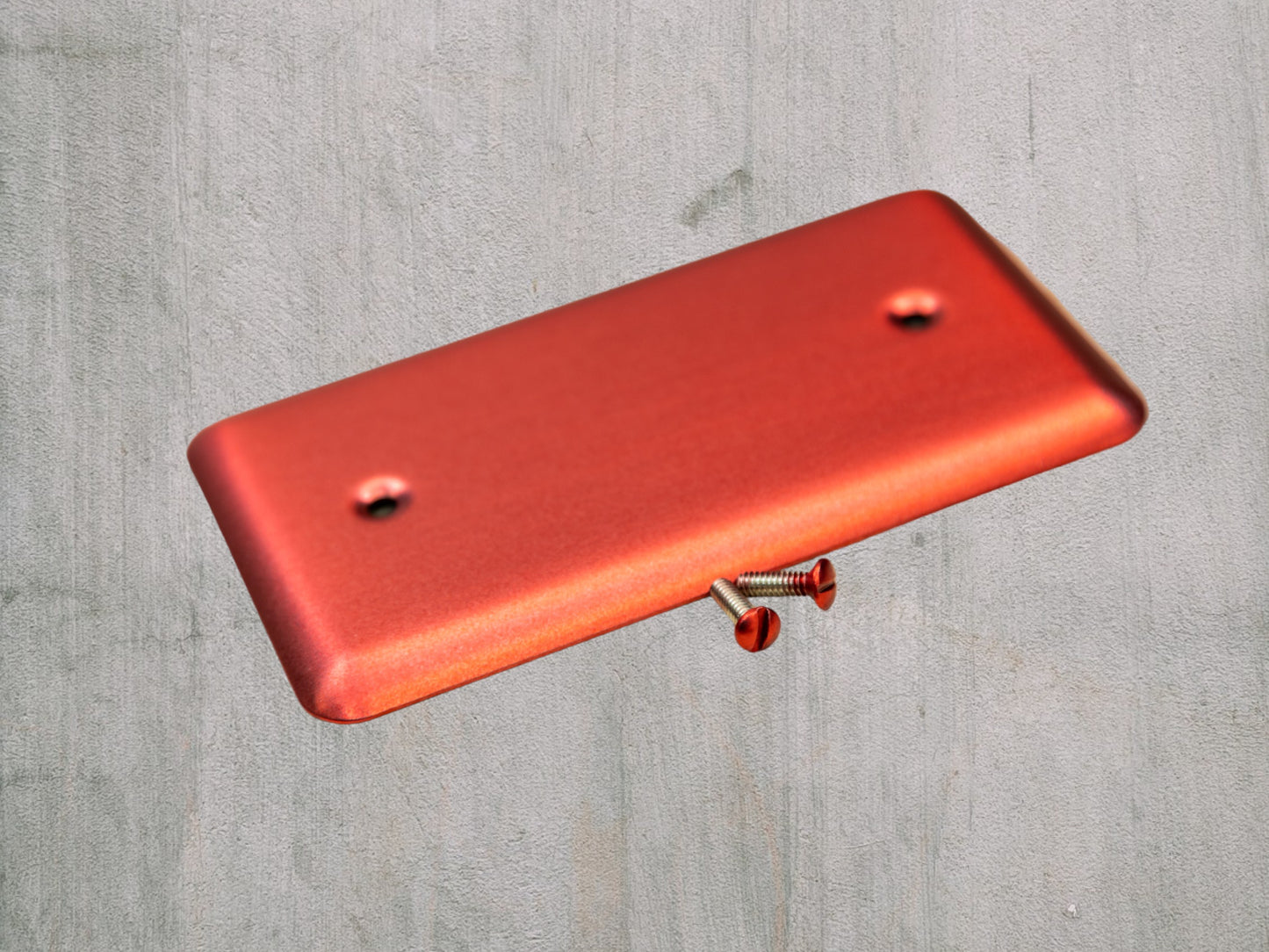 Red Anodized powder coated Toggle, Rocker, Duplex, and Blank round corner metal switch plates