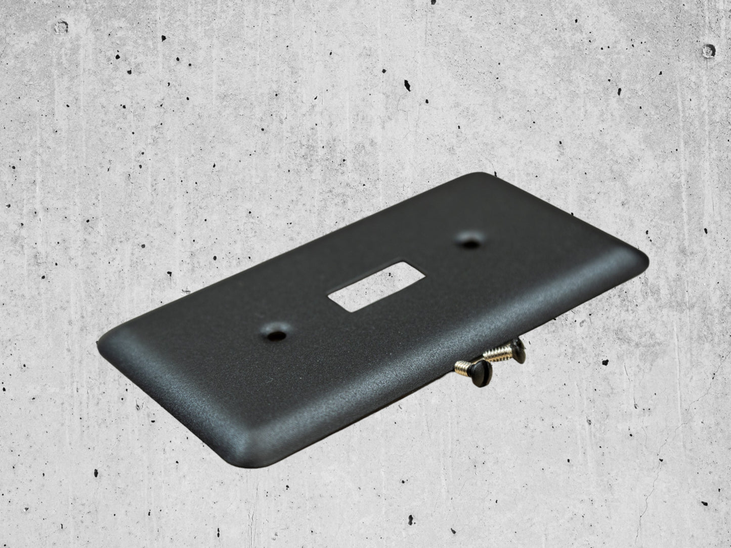 Black Stone powder coated Toggle, Rocker, Duplex, and Blank round corner metal switch plates