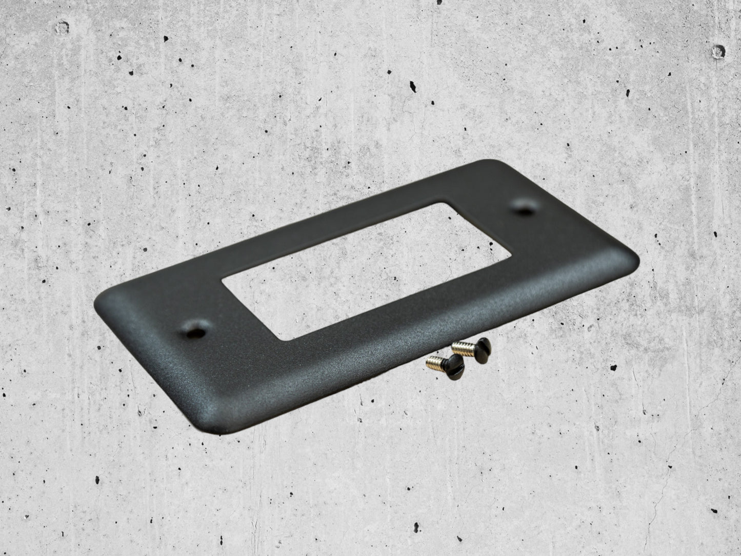 Black Stone powder coated Toggle, Rocker, Duplex, and Blank round corner metal switch plates