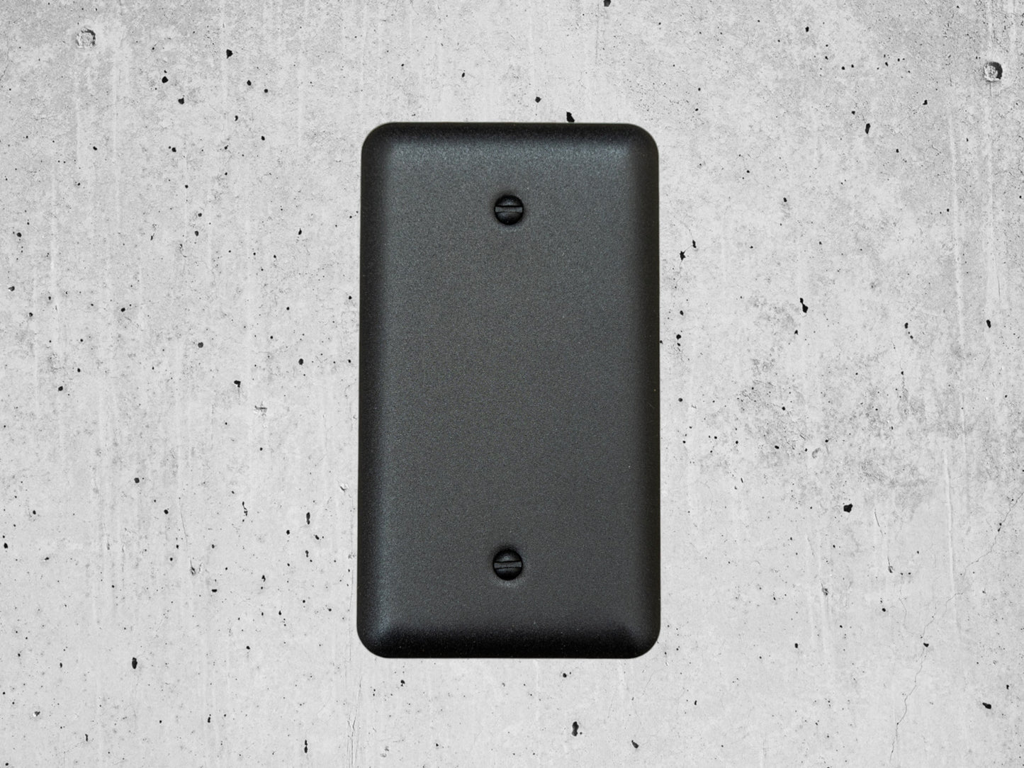 Black Stone powder coated Toggle, Rocker, Duplex, and Blank round corner metal switch plates