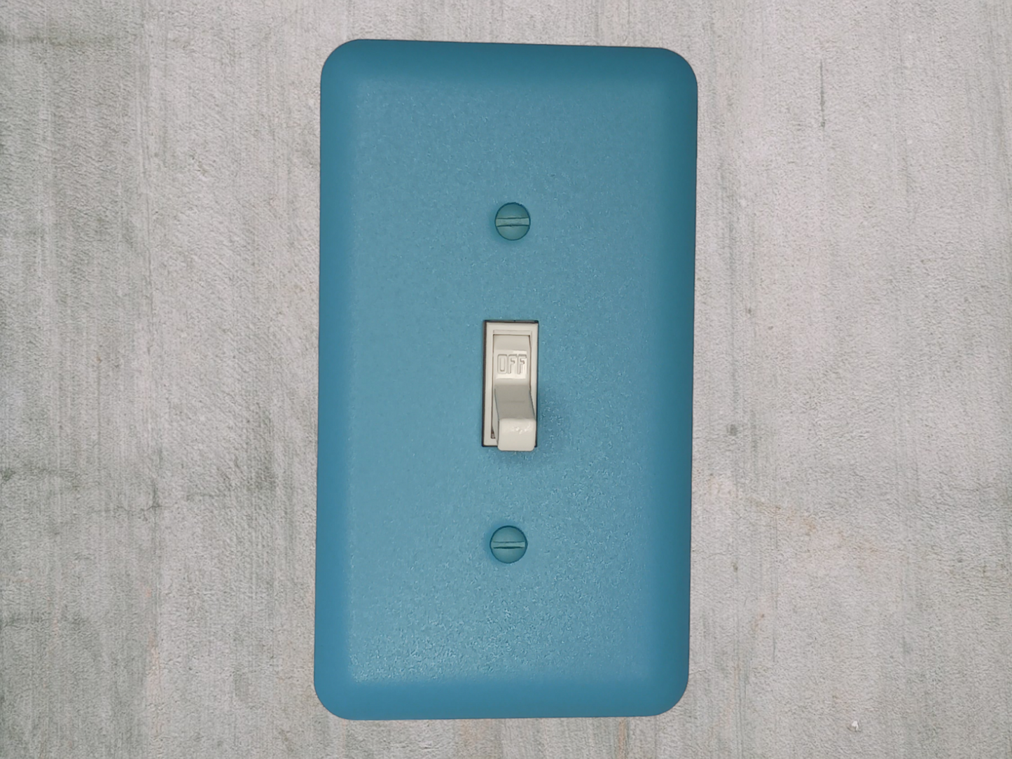 Sky Blue texture powder coated Toggle, Rocker, Duplex, and Blank round corner metal switch plates (Copy)