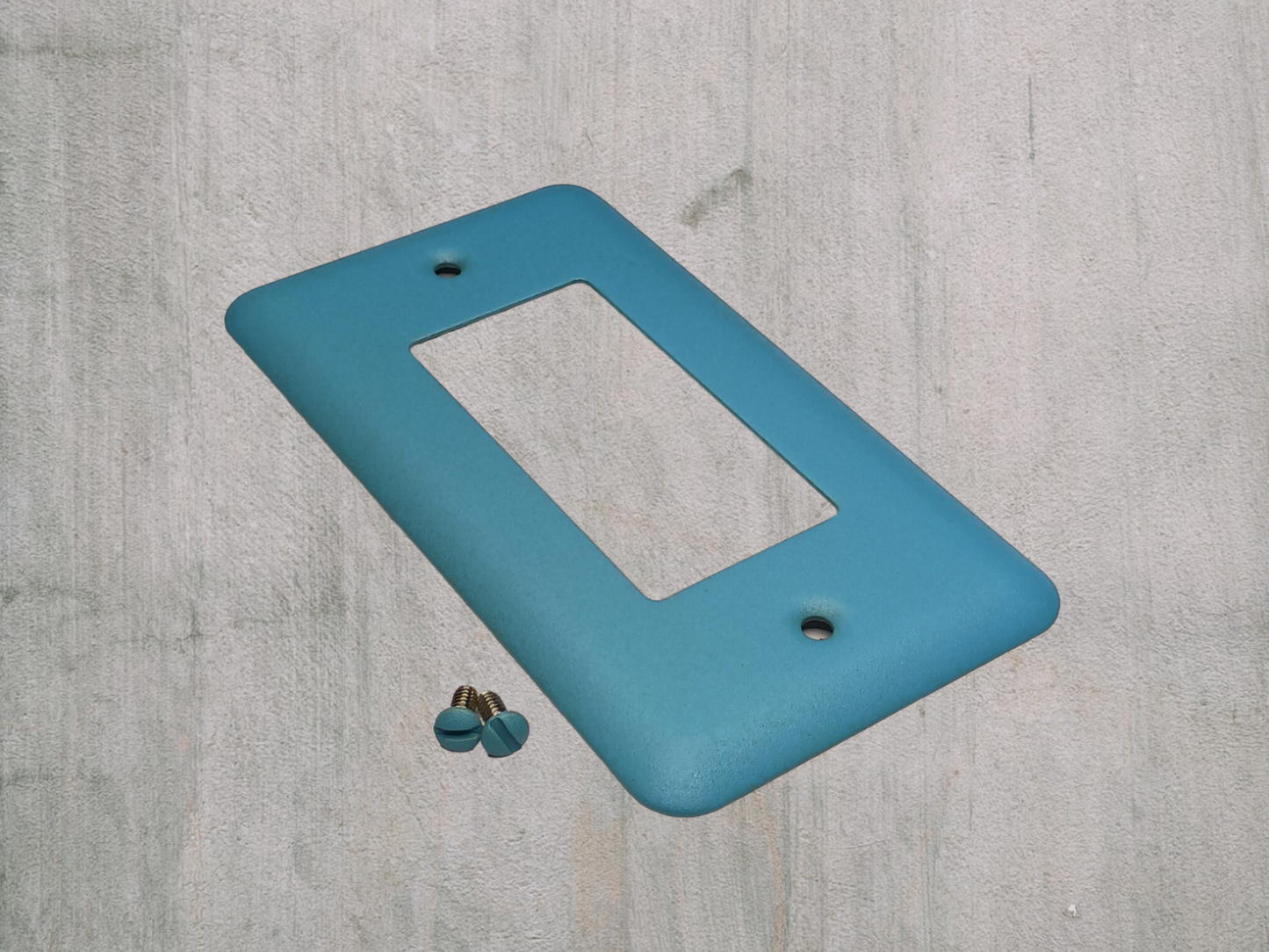 Sky Blue texture powder coated Toggle, Rocker, Duplex, and Blank round corner metal switch plates (Copy)