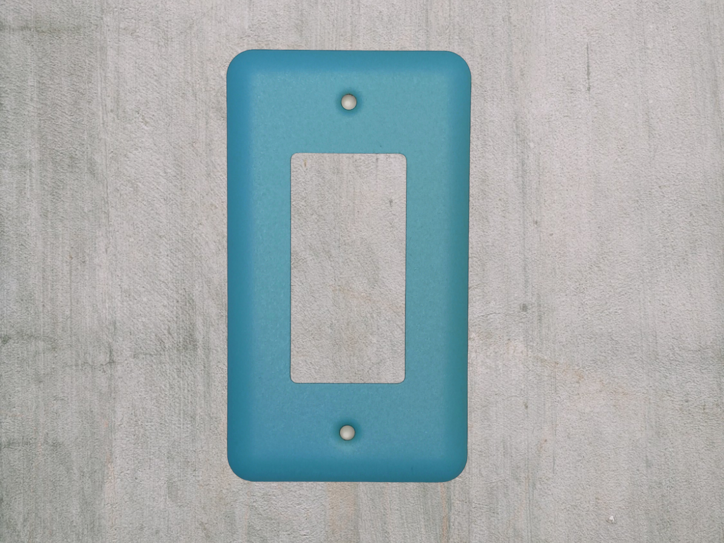 Sky Blue texture powder coated Toggle, Rocker, Duplex, and Blank round corner metal switch plates (Copy)