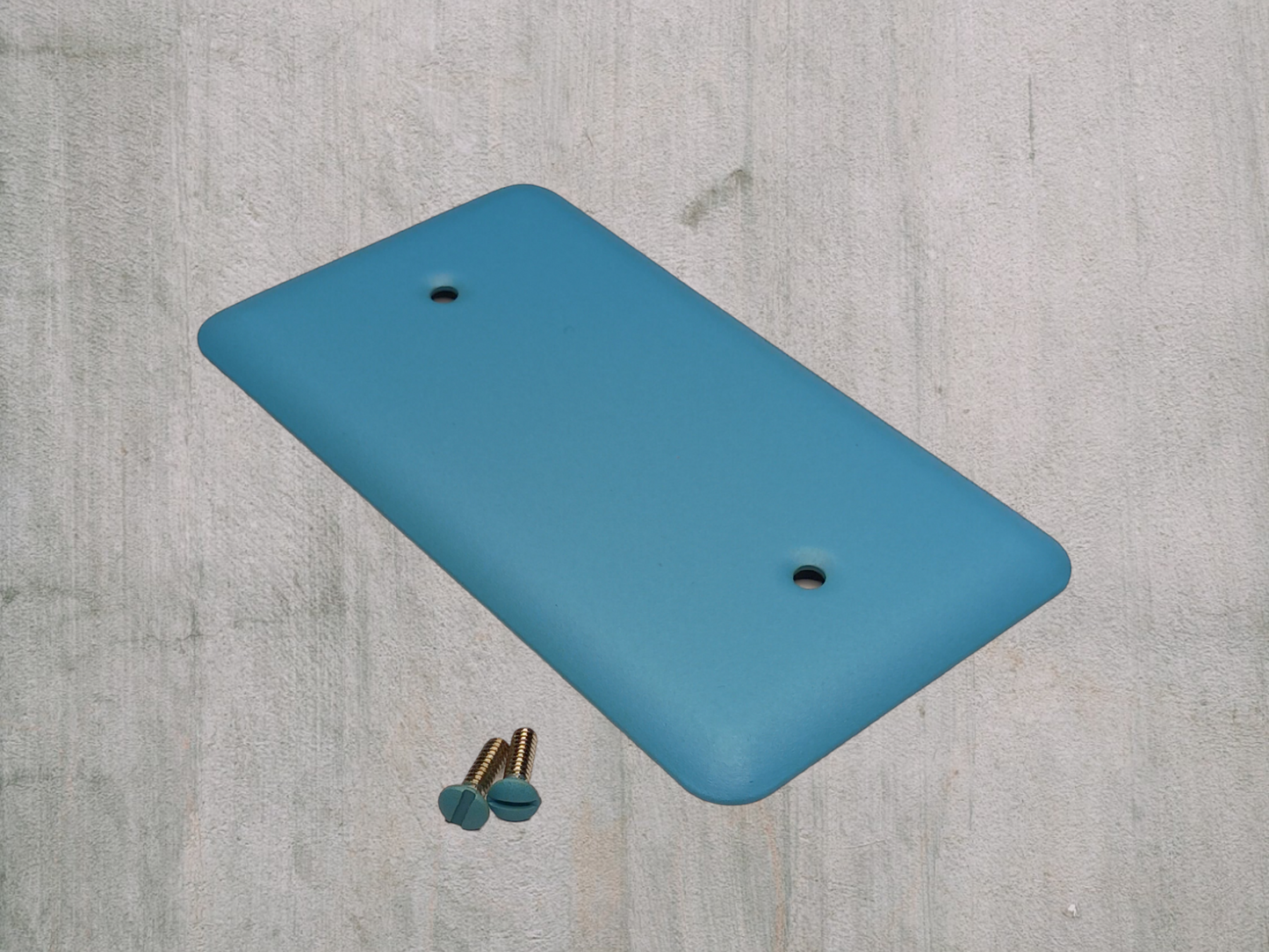 Sky Blue texture powder coated Toggle, Rocker, Duplex, and Blank round corner metal switch plates (Copy)