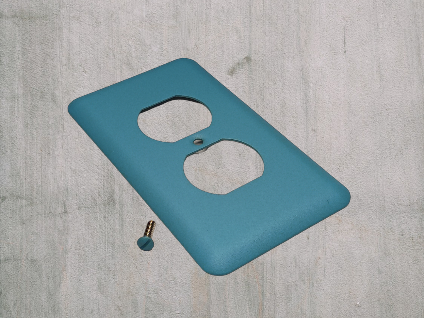 Sky Blue texture powder coated Toggle, Rocker, Duplex, and Blank round corner metal switch plates (Copy)